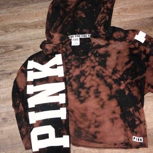 PINK cropped hand bleached sweatshirt :)